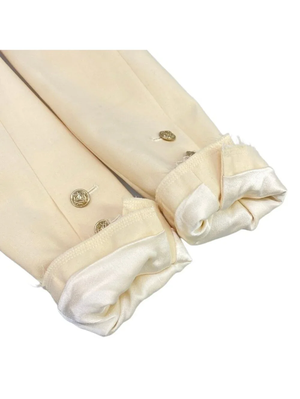 Chanel Jacket M Ivory CC Logo Inside Out Long Sleeve Wool